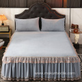 Fleece bedspread with bed skirt 100% polyester